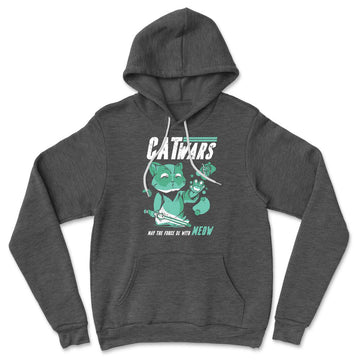 Cat Wars - May The Force Be With Meow Hoodie in Dark Grey Heather color